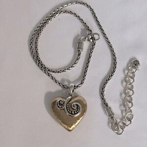 Brighton puffy heart necklace 16 in Gold & Silver Plated - Beautiful-EUC